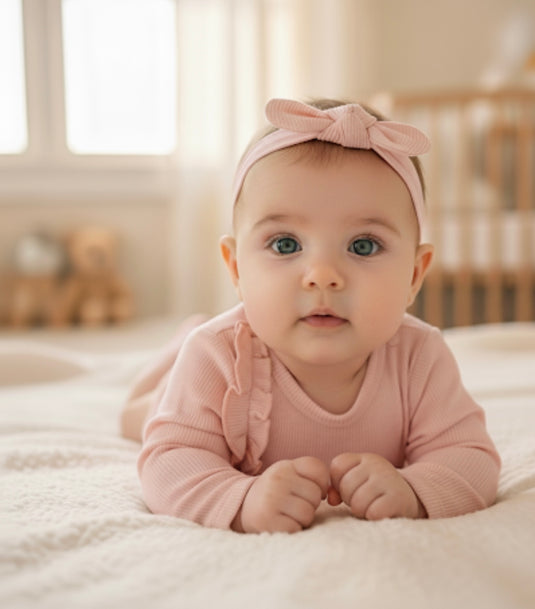 Combinaison bébé fille manches longues en coton doux avec bandeau – Kali - Boutique Kaki Lilas