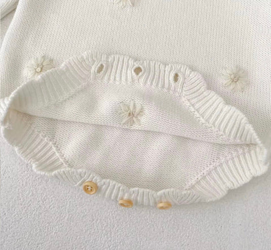 Combinaison bébé fille en tricot doux à motifs fleuris – Kali