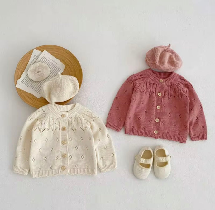 Cardigan bébé en tricot doux et respirant – Kali - Boutique Kaki Lilas