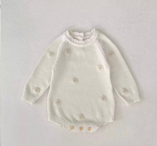 Combinaison bébé fille en tricot doux à motifs fleuris – Kali