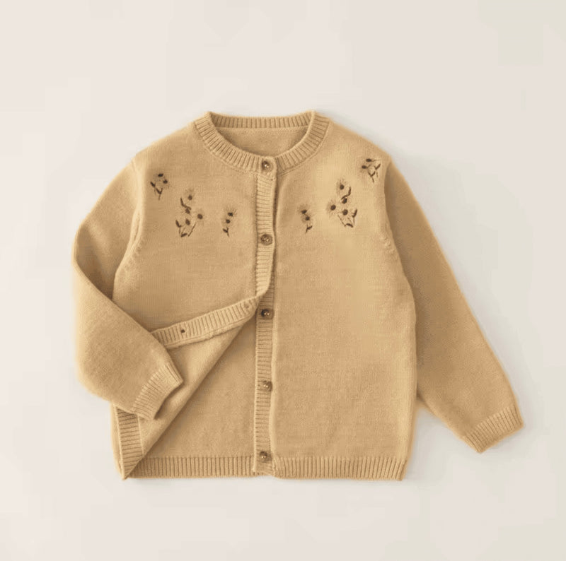 Chargez l&#39;image dans la visionneuse de la galerie, Cardigan bébé brodé en coton doux – Kali - Boutique Kaki Lilas
