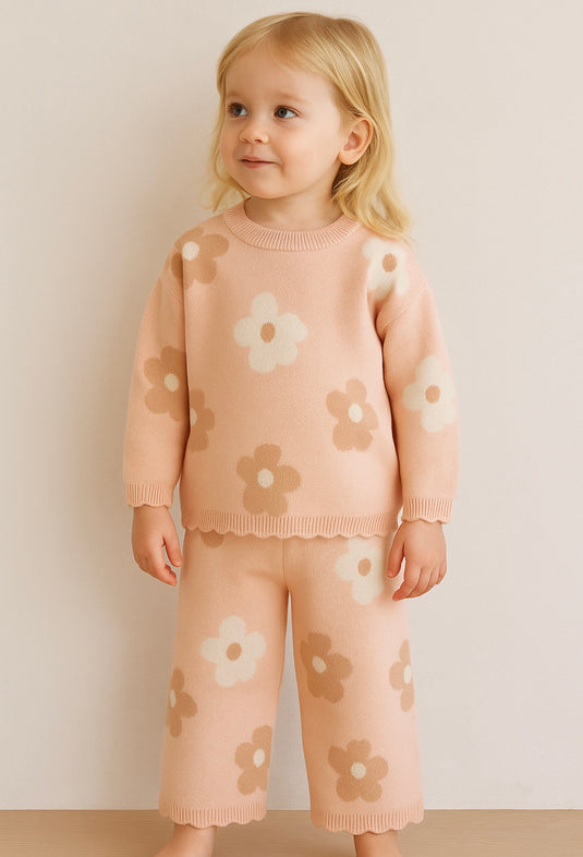 Ensemble Fille Pull et Pantalon à Fleurs – Modèle Kali | Doux & Confortable - Boutique Kaki Lilas