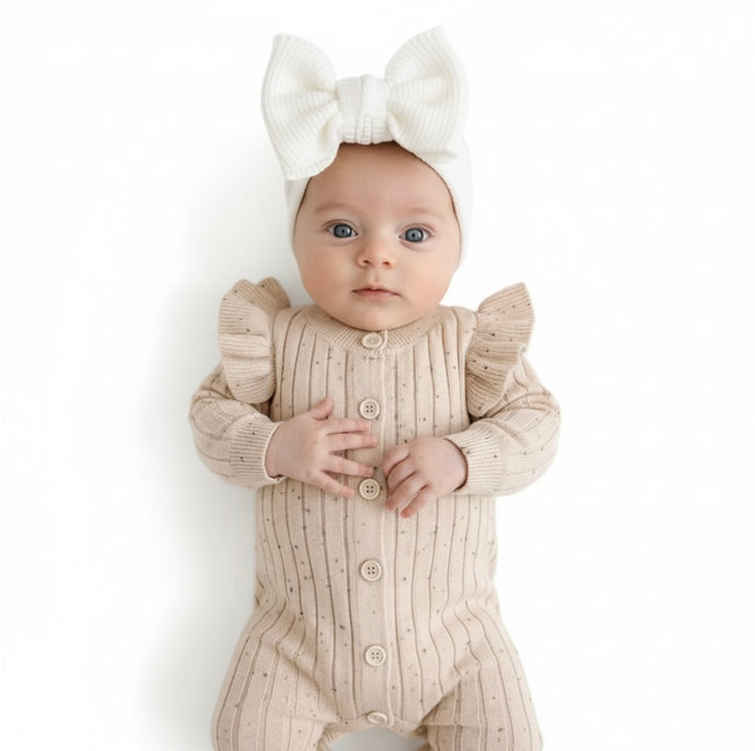 Barboteuse bébé manches longues motif moucheté – Kali - Boutique Kaki Lilas