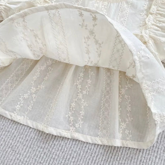 Ensemble bébé fille blouse brodée et bloomer en coton
