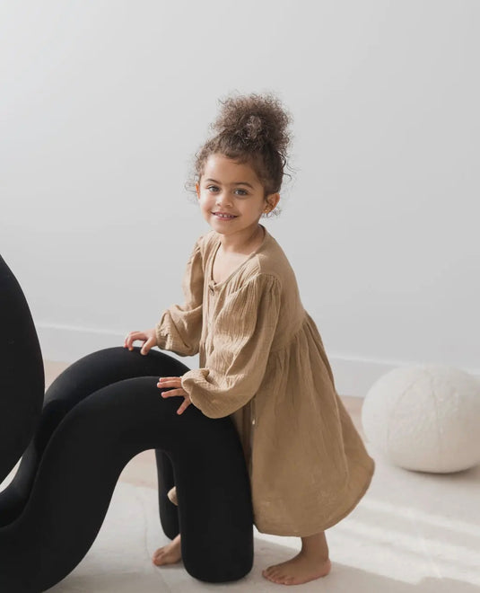 Robe à manches bouffantes Acorn coton bio - Boutique Kaki Lilas