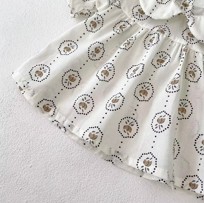 Chargez l'image dans la visionneuse de la galerie, Barboteuse bébé fille été à motifs ronds fleuris
