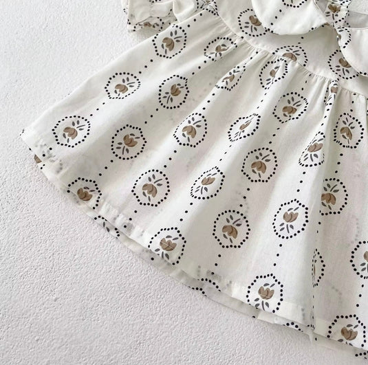 Barboteuse bébé fille été à motifs ronds fleuris