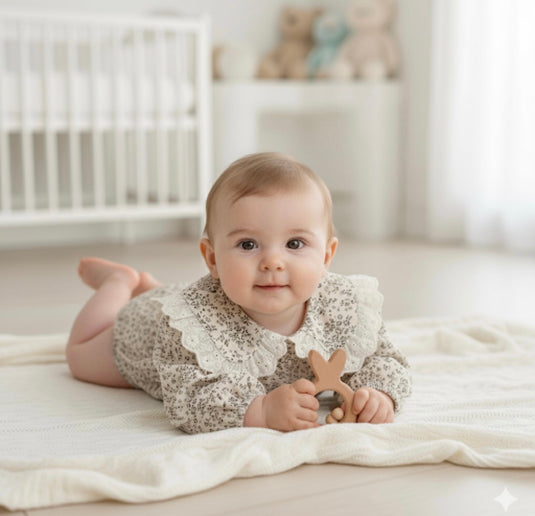 Barboteuse bébé fille à fleurs brunes en coton doux – Kali