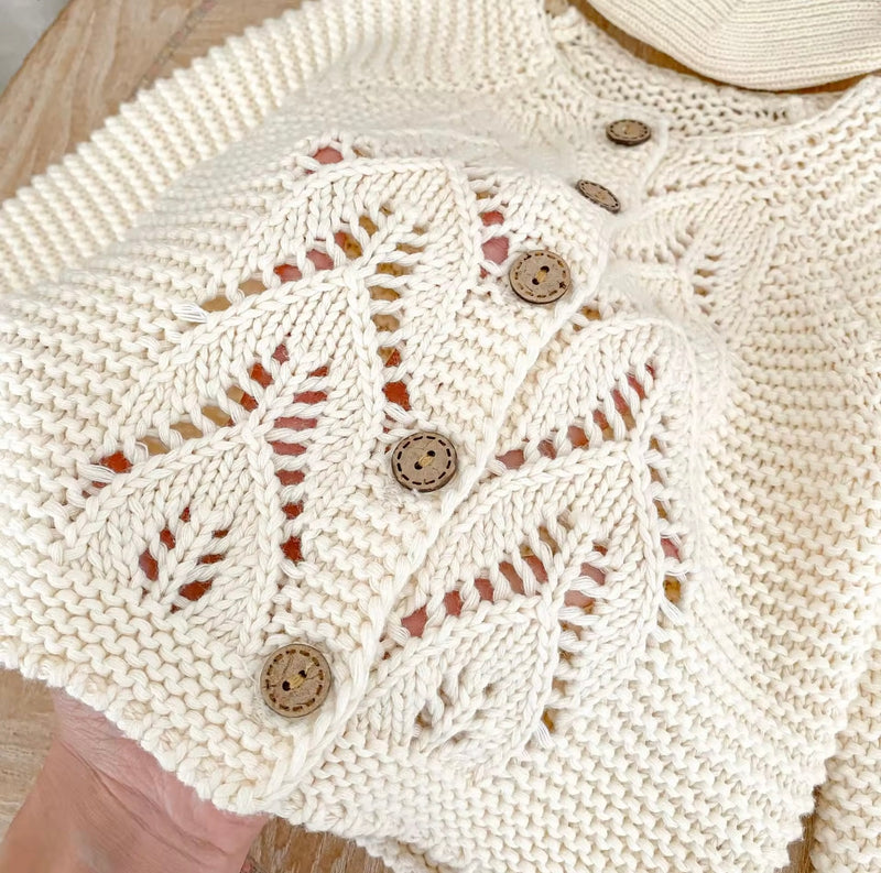 Chargez l&#39;image dans la visionneuse de la galerie, Cardigan bébé 100% coton – Ivoire Blush - Boutique Kaki Lilas
