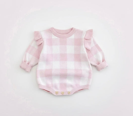 Barboteuse bébé fille en coton doux à manches longues