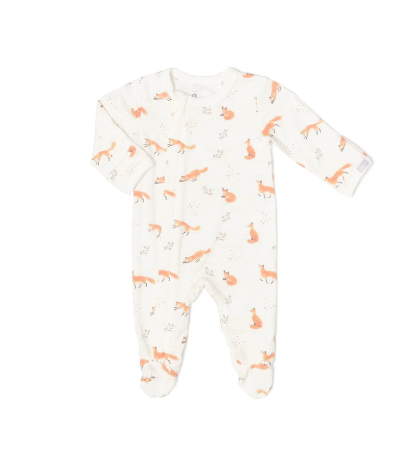 Chargez l&#39;image dans la visionneuse de la galerie, Pyjama modal une pièce pour bébé imprimé à motifs de renard - Boutique Kaki Lilas
