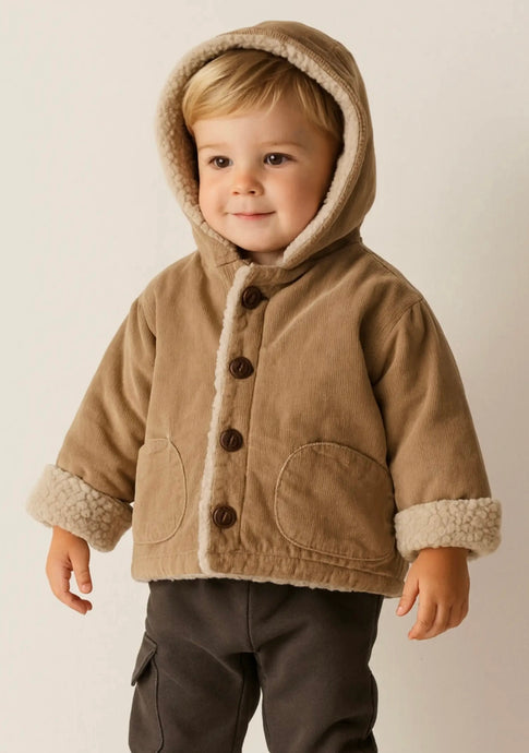 Manteau bébé style laine d’agneau chaud et doux – Kali - Boutique Kaki Lilas