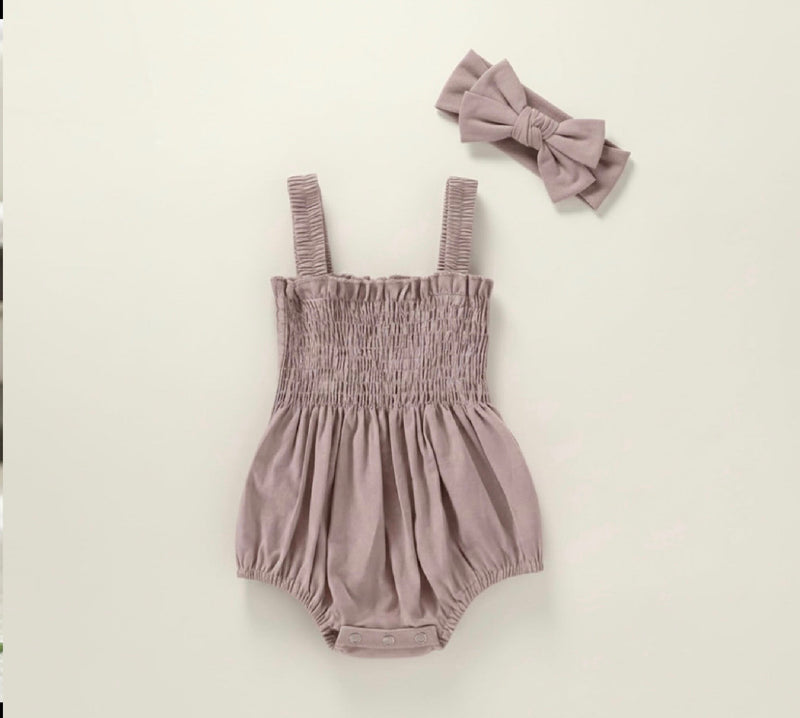 Chargez l'image dans la visionneuse de la galerie, Barboteuse pour filles nid d’abeille + bandeau – Kali
