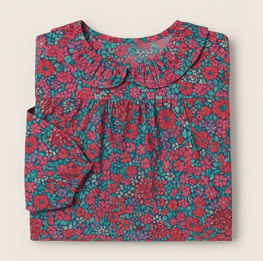 Robe fille à fleurs fuchsia – Modèle doux et coloré – Kali - Boutique Kaki Lilas