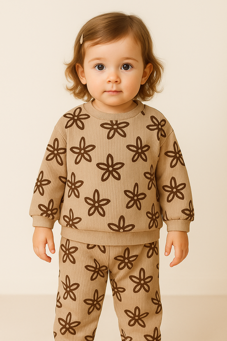 Ensemble fille 2 pièces fleurs automne-hiver – Kali - Boutique Kaki Lilas