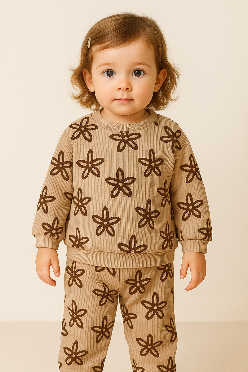 Chargez l&#39;image dans la visionneuse de la galerie, Ensemble fille 2 pièces fleurs automne-hiver – Kali - Boutique Kaki Lilas

