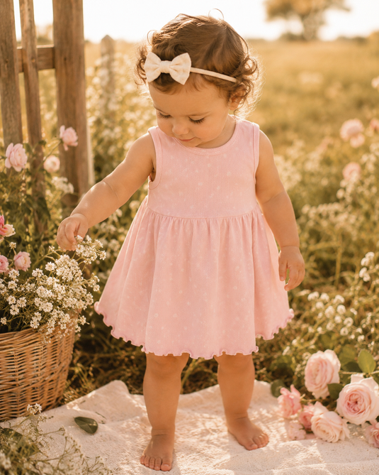 Robe fille Rosalie – 100 % coton respirant 🤍
