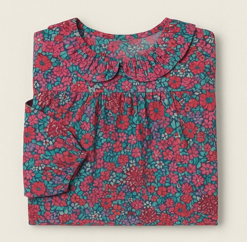 Load image into Gallery viewer, Girls' fuchsia floral cotton dress – Kali
