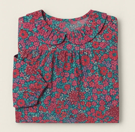 Girls' fuchsia floral cotton dress – Kali