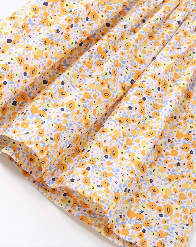 Chargez l'image dans la visionneuse de la galerie, Robe à fleurs jaunes pour filles Léonie
