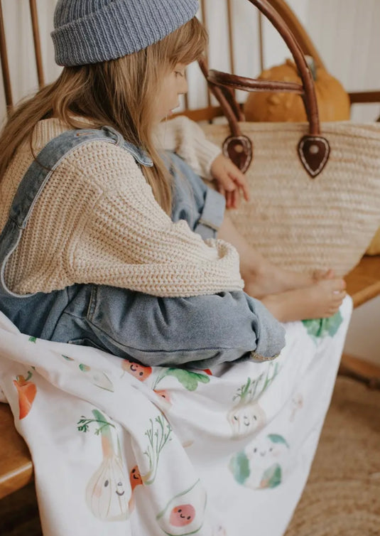 Ma petite couverture imprimée- Au marché-Veille sur toi - Boutique Kaki Lilas