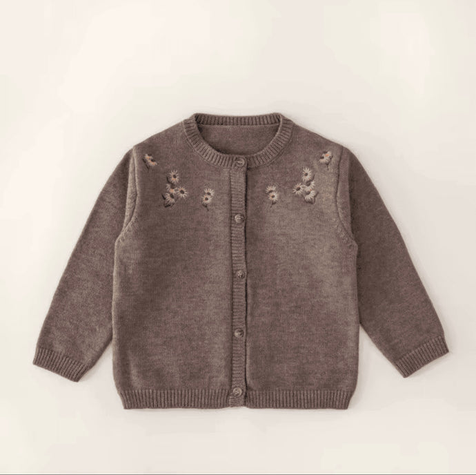 Cardigan bébé brodé en coton doux – Kali - Boutique Kaki Lilas