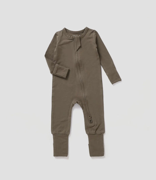 Combinaison zippée convertible Noyer coton bio - Boutique Kaki Lilas