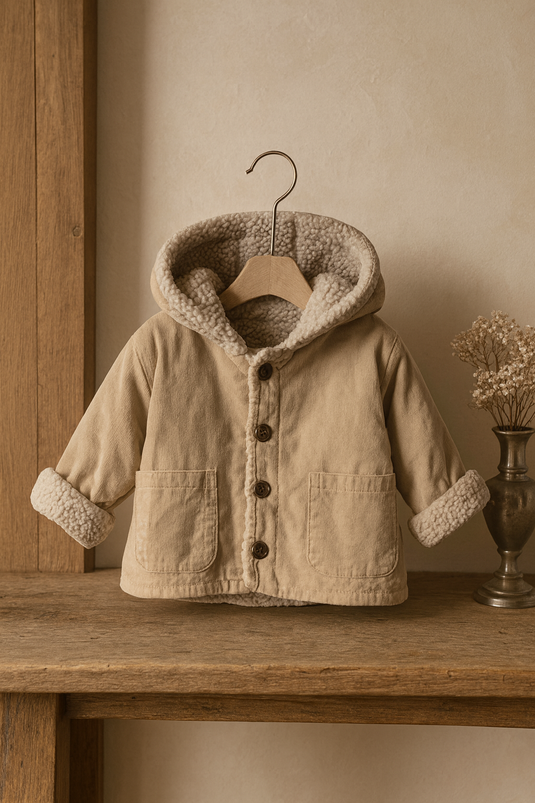 Manteau bébé style laine d’agneau chaud et doux – Kali - Boutique Kaki Lilas