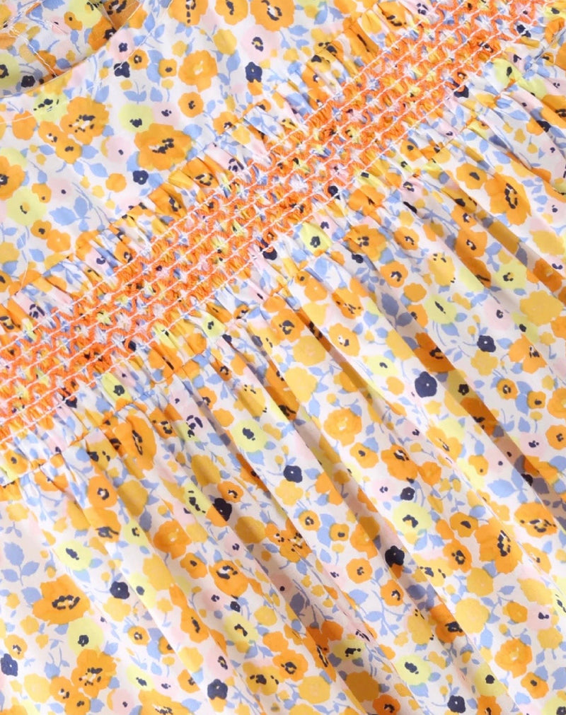 Chargez l'image dans la visionneuse de la galerie, Robe à fleurs jaunes pour filles Léonie
