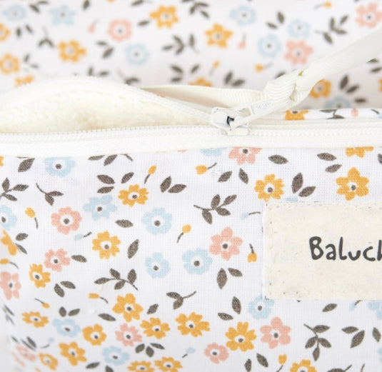 Sac à cosmétiques fait mains format moyen petites fleurs