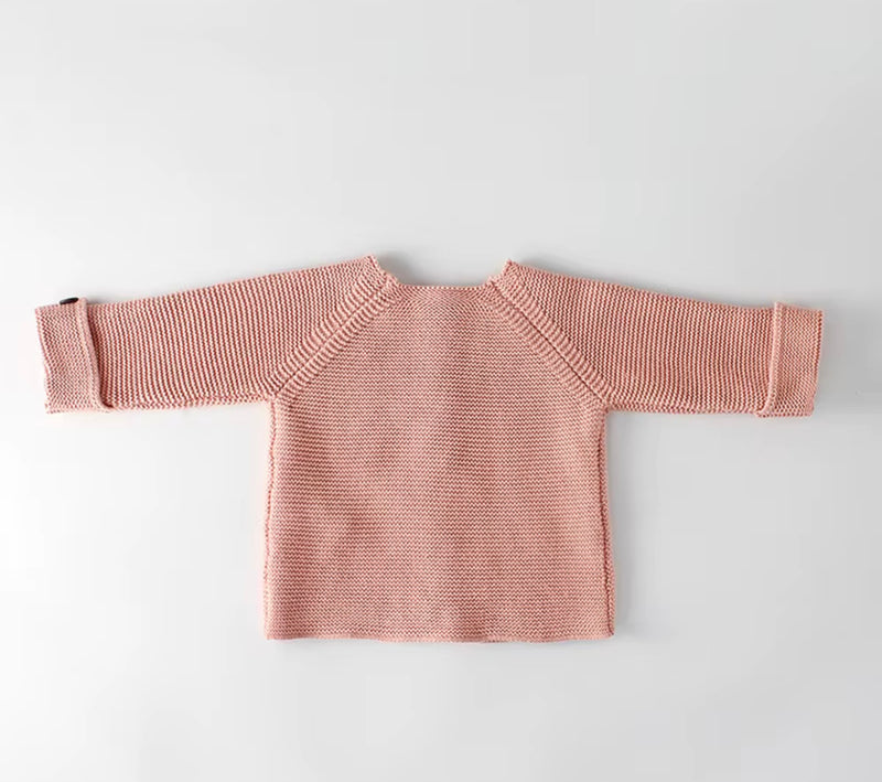 Load image into Gallery viewer, Cardigan bébé tricot coton – Rose Blush - Boutique Kaki Lilas
