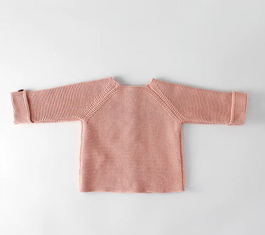 Cardigan bébé tricot coton – Rose Blush - Boutique Kaki Lilas
