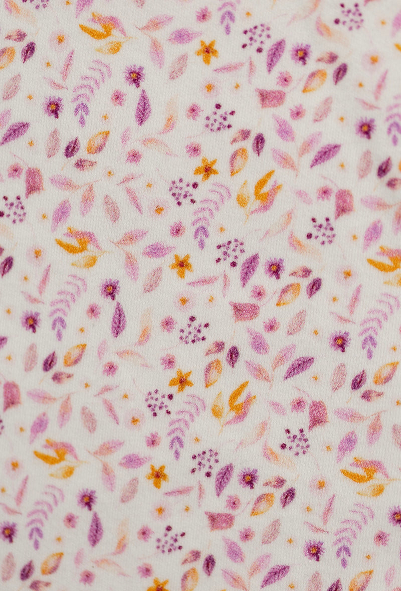 Chargez l'image dans la visionneuse de la galerie, Barboteuse bébé fille en coton bio motif feuilles lavande – Kaki Lilas

