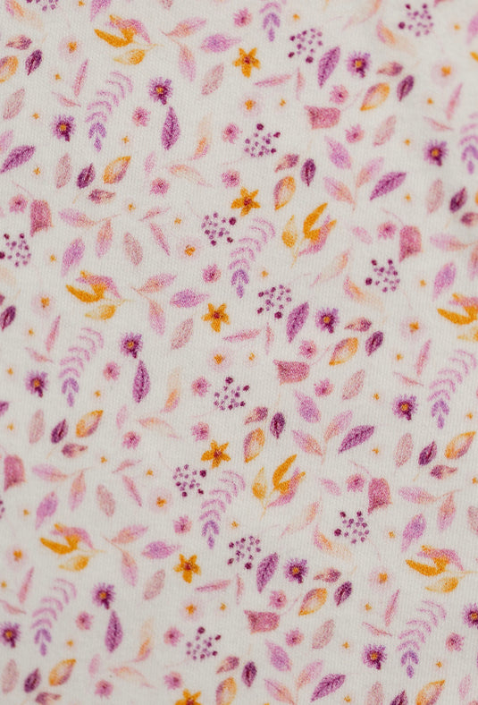 Barboteuse bébé fille en coton bio motif feuilles lavande – Kaki Lilas