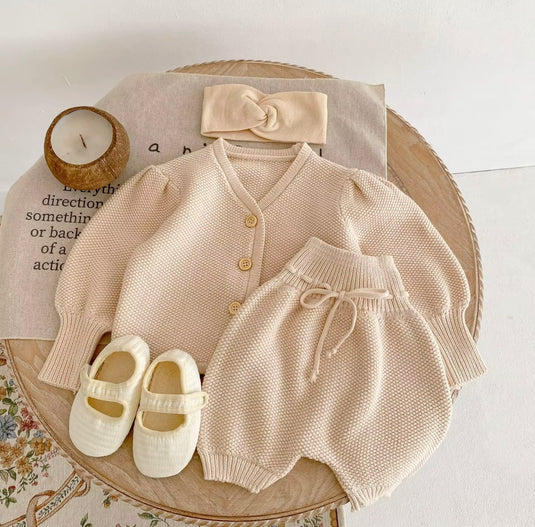 Ensemble en tricot vintage Kali bébé 3-6 mois - Boutique Kaki Lilas