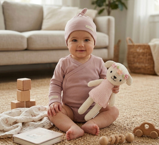 Grenouillère pour bébé avec bonnet en coton bio
