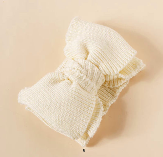Bandeau tricoté en coton biologique avec noeud papillon Kali - Boutique Kaki Lilas