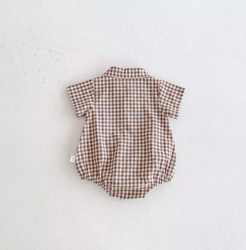 Load image into Gallery viewer, Augustin baby boy checked romper
