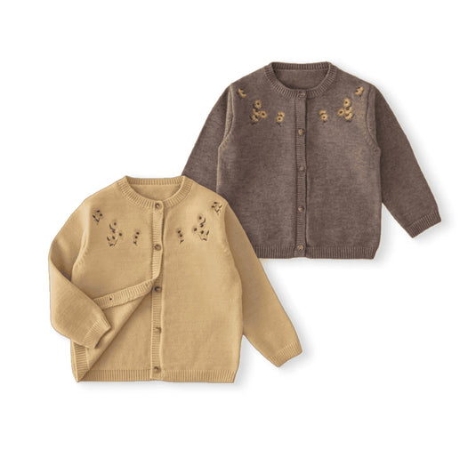 Cardigan bébé brodé en coton doux – Kali - Boutique Kaki Lilas