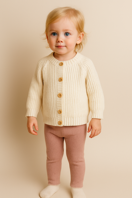 Cardigan bébé en tricot doux – Kali - Boutique Kaki Lilas