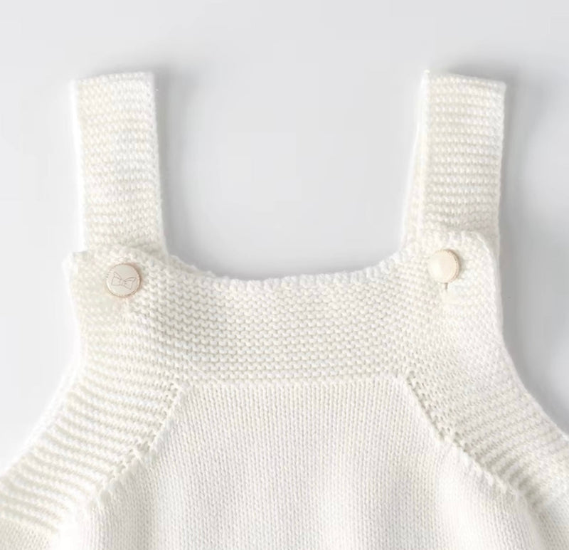 Chargez l&#39;image dans la visionneuse de la galerie, Barboteuse automne-hiver bébé tricot coton – Blanche
