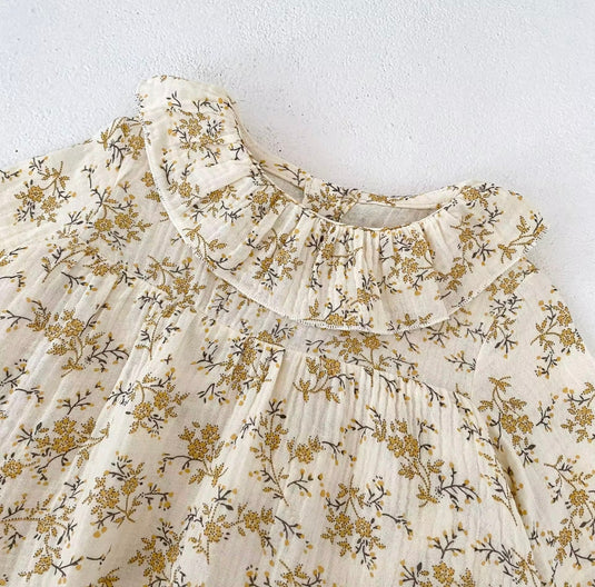 Barboteuse bébé fille à fleurs jaunes en coton doux