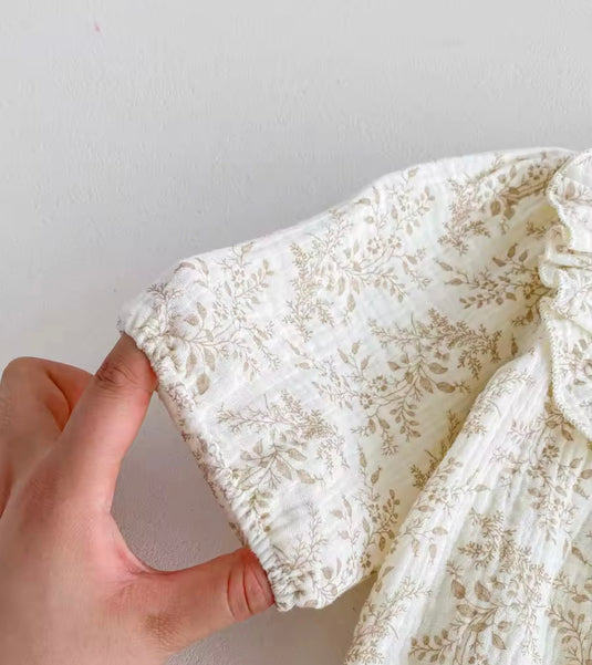 Barboteuse bébé fleurie coton doux – style bohème chic – Kali - Boutique Kaki Lilas