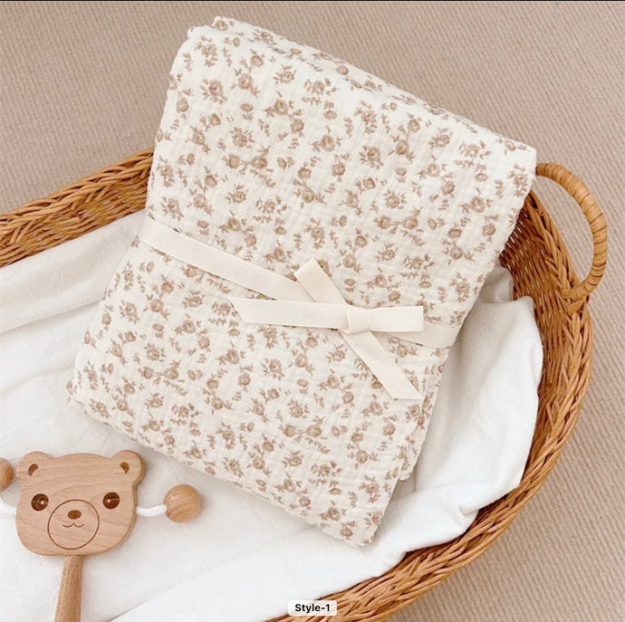 Couverture bébé florale vintage en coton 100 % – Kaki Lilas - Boutique Kaki Lilas