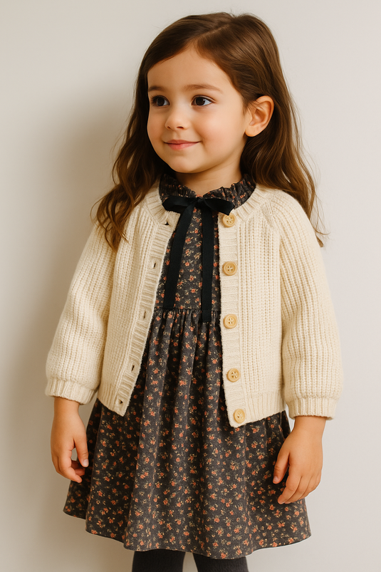 Robes fille d’automne en coton doux – Motifs fleuris élégants - Boutique Kaki Lilas