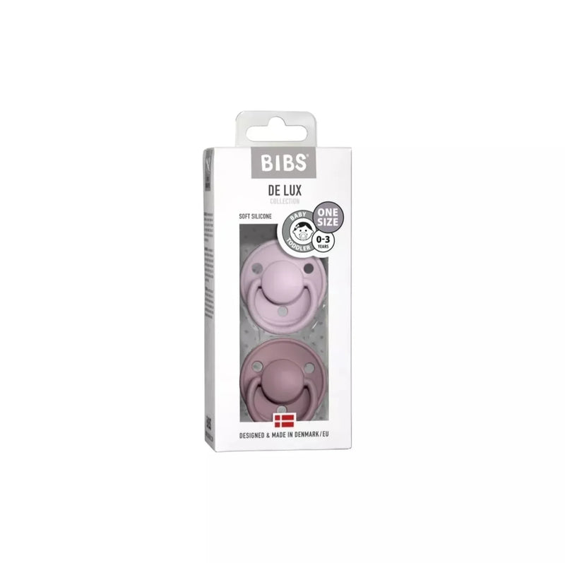 Chargez l&#39;image dans la visionneuse de la galerie, Paquet contenant deux suces Bibs en silicone couleur Heather et Dusky lilas - Boutique Kaki Lilas
