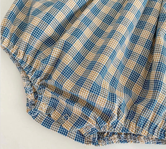 Soft cotton checked baby girl romper