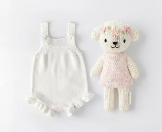 Barboteuse bébé tricot coton – Blanche Blush - Boutique Kaki Lilas