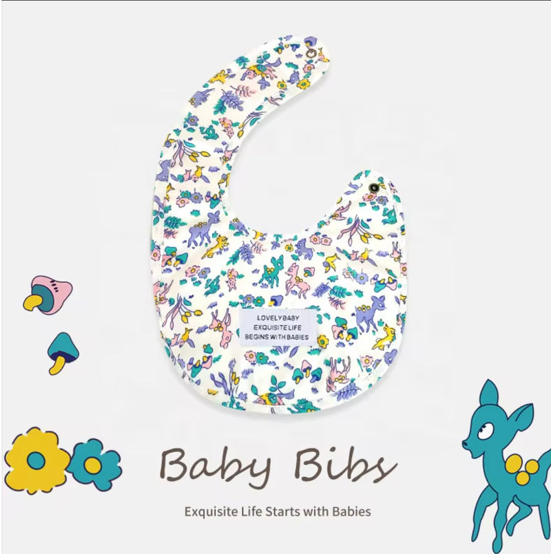 Chargez l&#39;image dans la visionneuse de la galerie, Bavoir bébé en coton motif fleuri – Kali - Boutique Kaki Lilas
