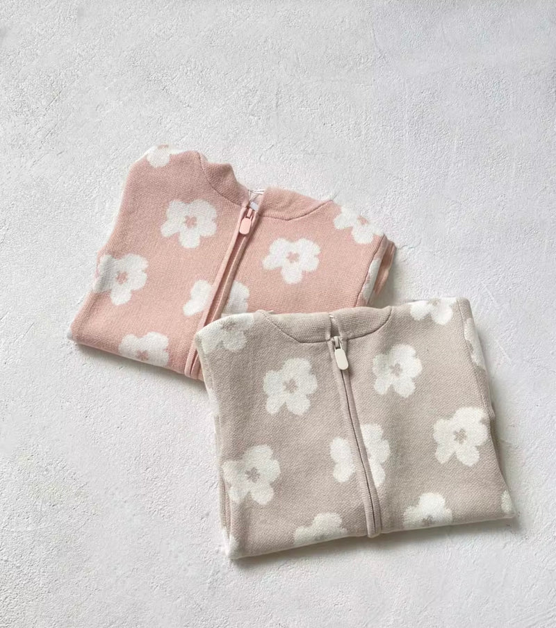 Chargez l&#39;image dans la visionneuse de la galerie, Combinaison bébé capuche fleurs automne-hiver – Kali - Boutique Kaki Lilas
